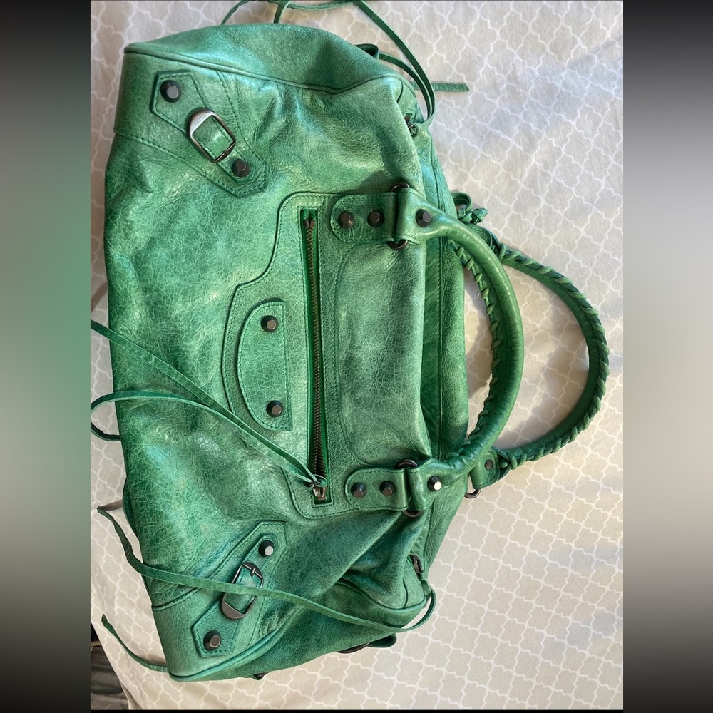 Green Balenciaga city bag